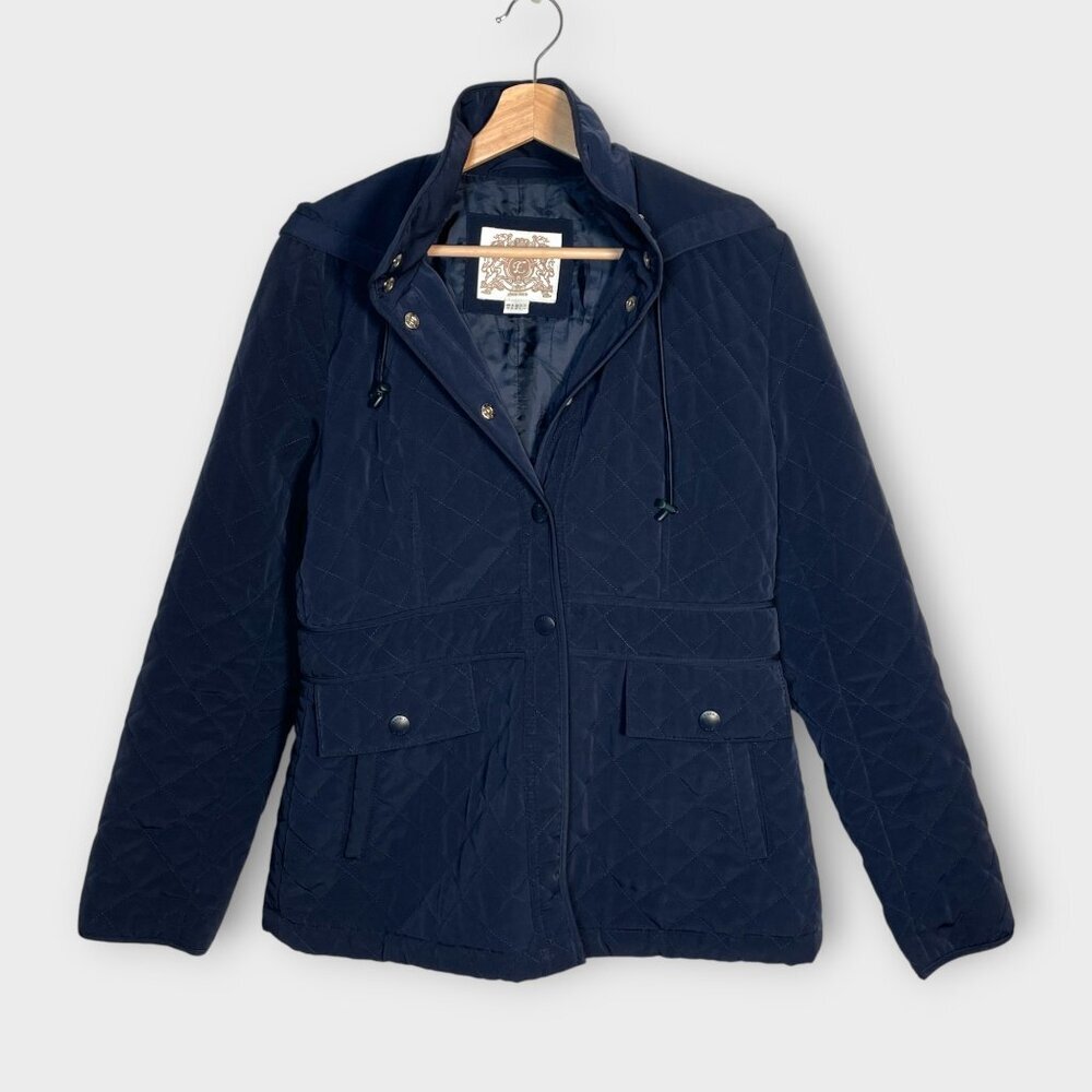 🦜 Esprit Quilted Jacket MEDIUM Lightweight Snaps Pockets Blue